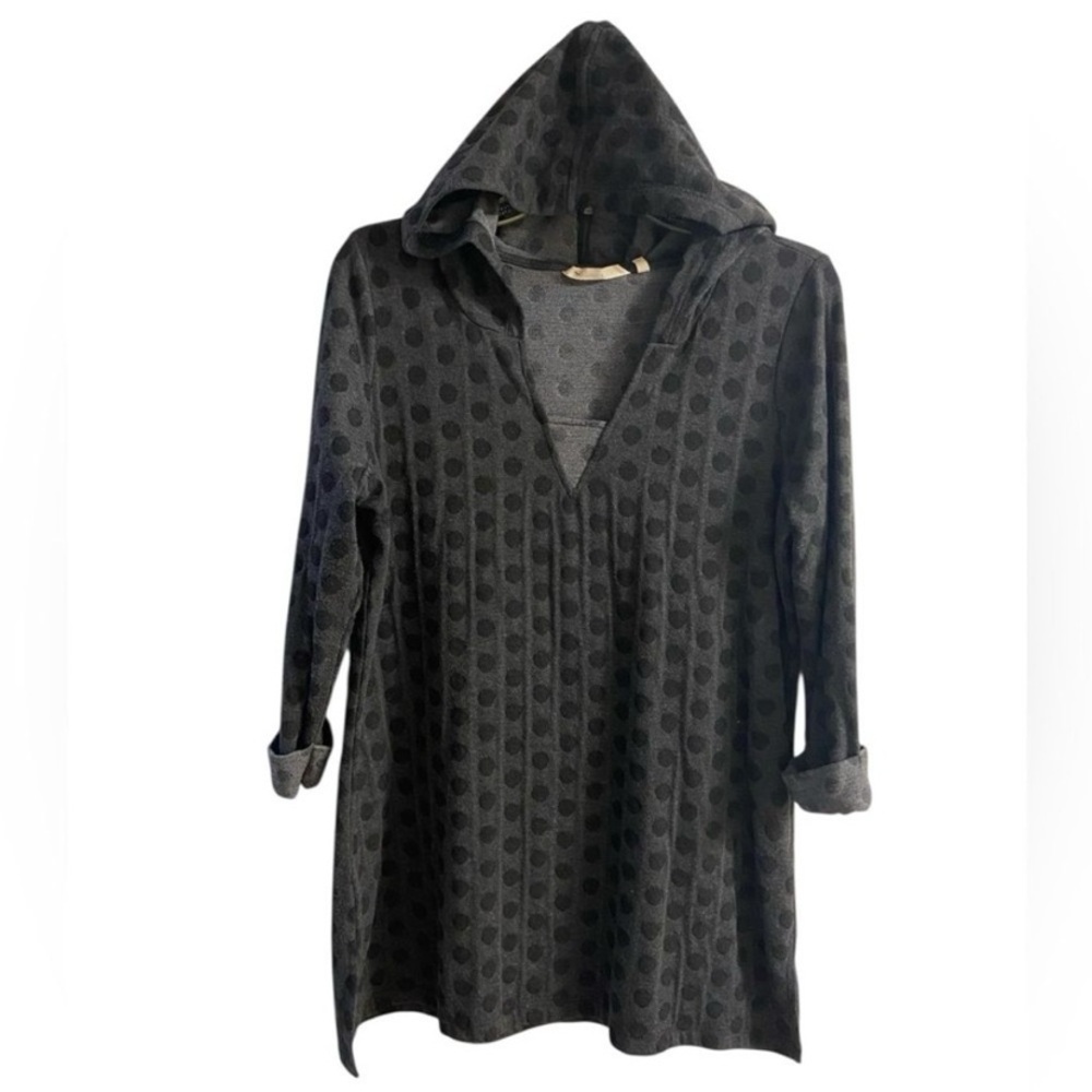 Soft Surroundings Charcoal Polka Dot Top medium